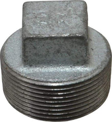 Made in USA - Class 150, 1-1/2" Galvanized Pipe Square Plug - Threaded, Malleable Iron - Apex Tool & Supply