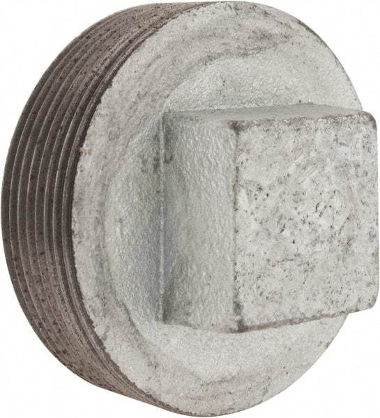 Made in USA - Class 150, 3" Galvanized Pipe Square Plug - Threaded, Malleable Iron - Apex Tool & Supply