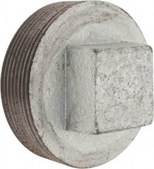 Made in USA - Class 150, 3" Galvanized Pipe Square Plug - Threaded, Malleable Iron - Apex Tool & Supply