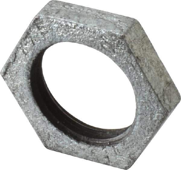 Made in USA - Class 150, 1" Galvanized Pipe Hex Locknut - Threaded, Malleable Iron - Apex Tool & Supply