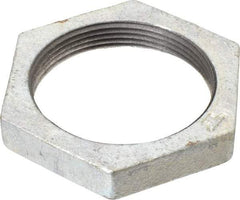 Made in USA - Class 150, 2" Galvanized Pipe Hex Locknut - Threaded, Malleable Iron - Apex Tool & Supply