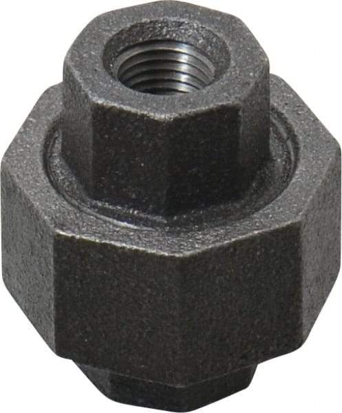 Made in USA - Size 1/4", Class 150, Malleable Iron Black Pipe Union - 150 psi, Threaded End Connection - Apex Tool & Supply