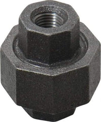 Made in USA - Size 1/4", Class 150, Malleable Iron Black Pipe Union - 150 psi, Threaded End Connection - Apex Tool & Supply