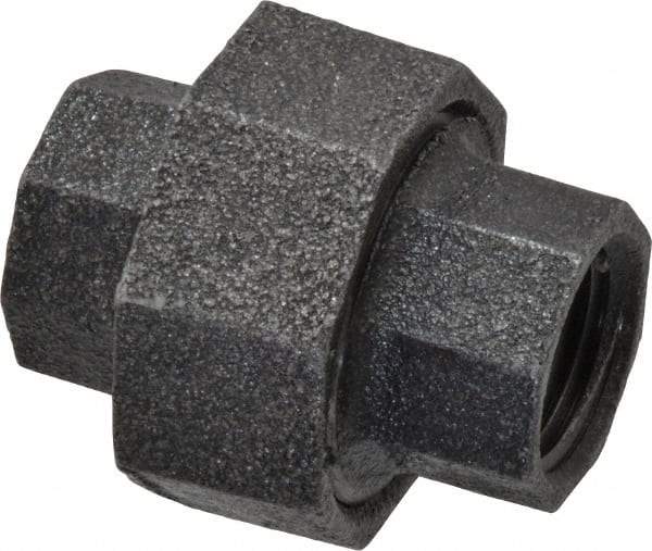 Made in USA - Size 1/2", Class 150, Malleable Iron Black Pipe Union - 150 psi, Threaded End Connection - Apex Tool & Supply