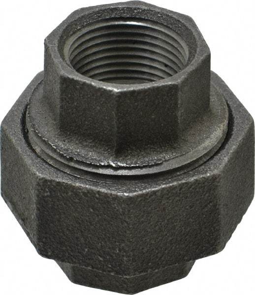 Made in USA - Size 3/4", Class 150, Malleable Iron Black Pipe Union - 150 psi, Threaded End Connection - Apex Tool & Supply