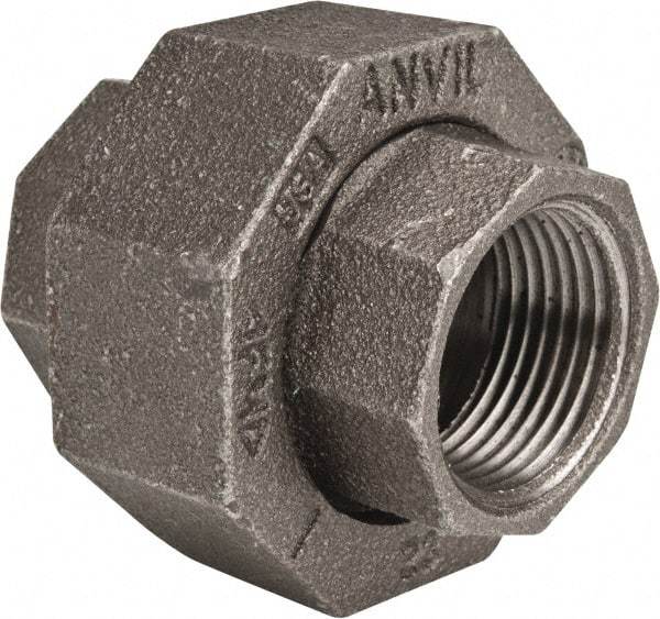 Made in USA - Size 1", Class 150, Malleable Iron Black Pipe Union - 150 psi, Threaded End Connection - Apex Tool & Supply