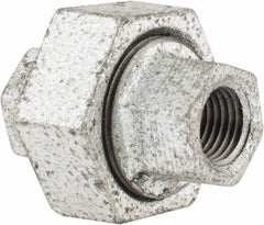 Made in USA - Class 150, 1/4" Galvanized Pipe Union - Threaded, Malleable Iron - Apex Tool & Supply