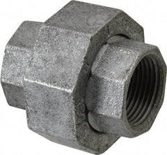 Made in USA - Class 150, 1" Galvanized Pipe Union - Threaded, Malleable Iron - Apex Tool & Supply