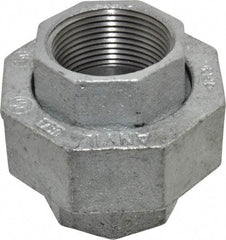 Made in USA - Class 150, 1-1/4" Galvanized Pipe Union - Threaded, Malleable Iron - Apex Tool & Supply