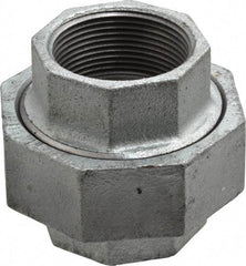 Made in USA - Class 150, 1-1/2" Galvanized Pipe Union - Threaded, Malleable Iron - Apex Tool & Supply