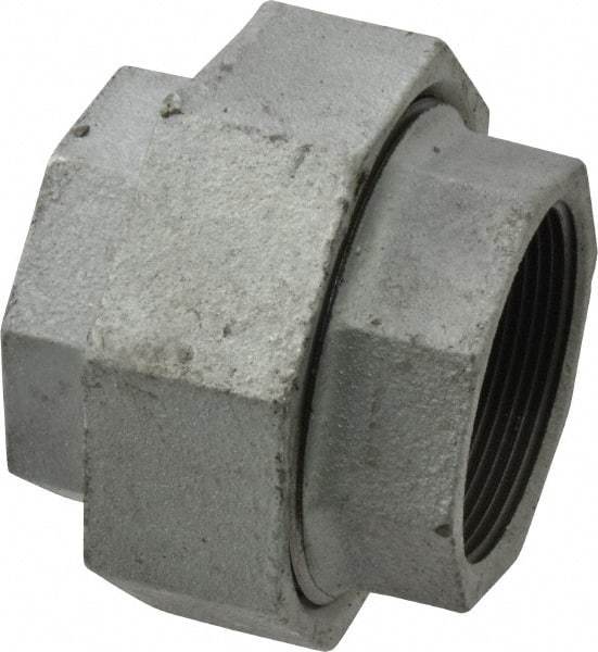 Made in USA - Class 150, 2" Galvanized Pipe Union - Threaded, Malleable Iron - Apex Tool & Supply
