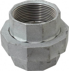 Made in USA - Class 150, 2-1/2" Galvanized Pipe Union - Threaded, Malleable Iron - Apex Tool & Supply