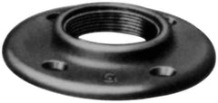 Made in USA - 1/4" Pipe, 2-3/16" OD, 5/8" Hub Length, Black Floor Pipe Flange - 1-7/8" Across Bolt Hole Centers, 1/4" Bolt Hole, 150 psi, Class 150 - Apex Tool & Supply