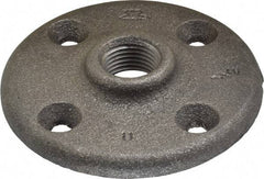 Made in USA - 1/2" Pipe, 3" OD, 5/8" Hub Length, Black Floor Pipe Flange - 2.1" Across Bolt Hole Centers, 1/4" Bolt Hole, 150 psi, Class 150 - Apex Tool & Supply