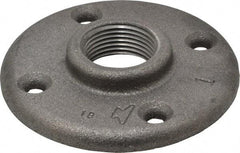 Made in USA - 1" Pipe, 4" OD, 11/16" Hub Length, Black Floor Pipe Flange - 3" Across Bolt Hole Centers, 1/4" Bolt Hole, 150 psi, Class 150 - Apex Tool & Supply