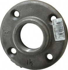 Made in USA - 1-1/2" Pipe, 4-1/2" OD, 7/8" Hub Length, Black Floor Pipe Flange - 3-1/2" Across Bolt Hole Centers, 5/16" Bolt Hole, 150 psi, Class 150 - Apex Tool & Supply