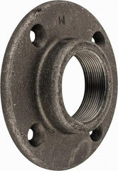 Made in USA - 2" Pipe, 5-1/2" OD, 1" Hub Length, Black Floor Pipe Flange - 4-1/4" Across Bolt Hole Centers, 5/16" Bolt Hole, 150 psi, Class 150 - Apex Tool & Supply