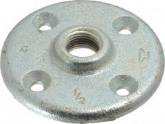 Made in USA - 1/2" Pipe, 3-1/2" OD, 5/8" Hub Length, Galvanized Floor Pipe Flange - 2-1/2" Across Bolt Hole Centers, 1/4" Bolt Hole, 150 psi, Class 150 - Apex Tool & Supply