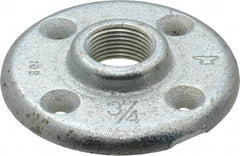 Made in USA - 3/4" Pipe, 3-1/2" OD, 5/8" Hub Length, Galvanized Floor Pipe Flange - 2-1/2" Across Bolt Hole Centers, 1/4" Bolt Hole, 150 psi, Class 150 - Apex Tool & Supply
