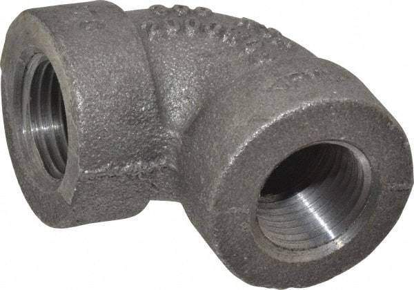 Made in USA - Size 1/2", Class 300, Malleable Iron Black Pipe 90° Elbow - 300 psi, Threaded End Connection - Apex Tool & Supply