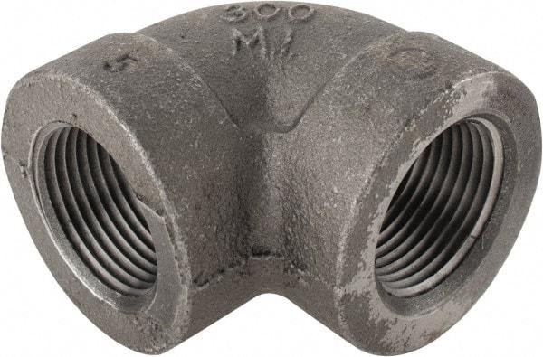 Made in USA - Size 1", Class 300, Malleable Iron Black Pipe 90° Elbow - 300 psi, Threaded End Connection - Apex Tool & Supply