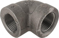 Made in USA - Size 1", Class 300, Malleable Iron Black Pipe 90° Elbow - 300 psi, Threaded End Connection - Apex Tool & Supply