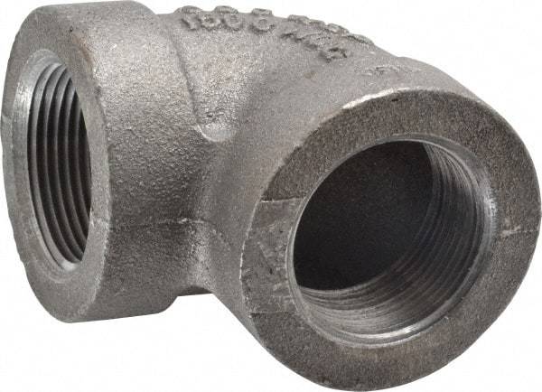 Made in USA - Size 1-1/4", Class 300, Malleable Iron Black Pipe 90° Elbow - 300 psi, Threaded End Connection - Apex Tool & Supply