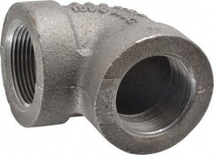 Made in USA - Size 1-1/4", Class 300, Malleable Iron Black Pipe 90° Elbow - 300 psi, Threaded End Connection - Apex Tool & Supply
