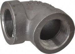 Made in USA - Size 1-1/2", Class 300, Malleable Iron Black Pipe 90° Elbow - 300 psi, Threaded End Connection - Apex Tool & Supply