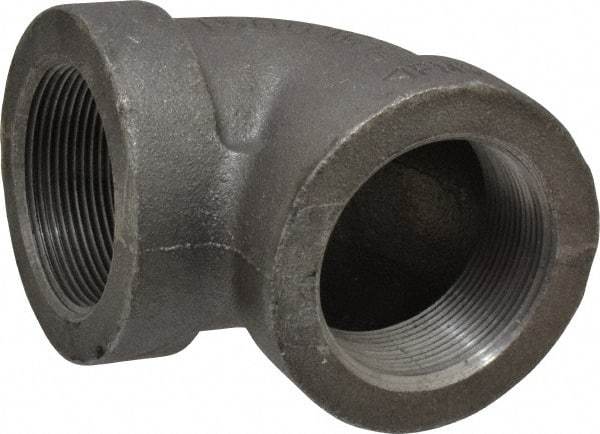 Made in USA - Size 2", Class 300, Malleable Iron Black Pipe 90° Elbow - 300 psi, Threaded End Connection - Apex Tool & Supply