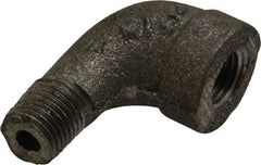 Made in USA - Size 1/4", Class 300, Malleable Iron Black Pipe 90° Street Elbow - 300 psi, Threaded End Connection - Apex Tool & Supply