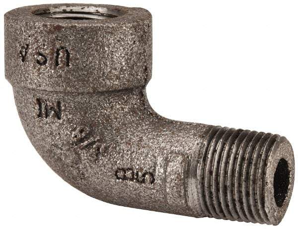 Made in USA - Size 3/8", Class 300, Malleable Iron Black Pipe 90° Street Elbow - 300 psi, Threaded End Connection - Apex Tool & Supply
