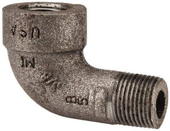 Made in USA - Size 3/8", Class 300, Malleable Iron Black Pipe 90° Street Elbow - 300 psi, Threaded End Connection - Apex Tool & Supply