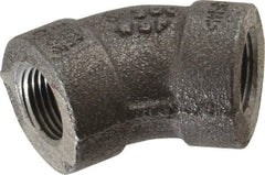 Made in USA - Size 3/8", Class 300, Malleable Iron Black Pipe 45° Elbow - 300 psi, Threaded End Connection - Apex Tool & Supply