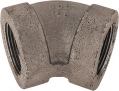 Made in USA - Size 1-1/4", Class 300, Malleable Iron Black Pipe 45° Elbow - 300 psi, Threaded End Connection - Apex Tool & Supply