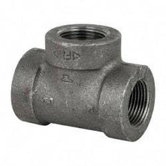 Made in USA - Size 1", Class 300, Malleable Iron Black Pipe Tee - 300 psi, Threaded End Connection - Apex Tool & Supply