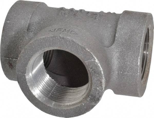 Made in USA - Size 1-1/4", Class 300, Malleable Iron Black Pipe Tee - 300 psi, Threaded End Connection - Apex Tool & Supply