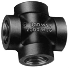 Made in USA - Size 3", Class 3,000, Steel Black Pipe Cross - 3,000 psi, Socket Weld End Connection - Apex Tool & Supply