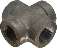 Made in USA - Size 1", Class 300, Malleable Iron Black Pipe Cross - 300 psi, Threaded End Connection - Apex Tool & Supply