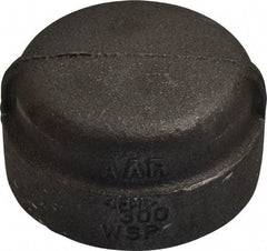Made in USA - Size 1-1/2", Class 300, Malleable Iron Black Pipe End Cap - 300 psi, Threaded End Connection - Apex Tool & Supply