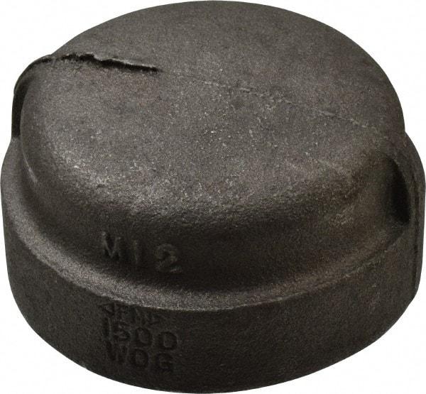 Made in USA - Size 2", Class 300, Malleable Iron Black Pipe End Cap - 300 psi, Threaded End Connection - Apex Tool & Supply