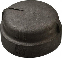 Made in USA - Size 2", Class 300, Malleable Iron Black Pipe End Cap - 300 psi, Threaded End Connection - Apex Tool & Supply