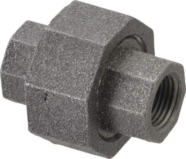 Made in USA - Size 3/8", Class 300, Malleable Iron Black Pipe Union - 300 psi, Threaded End Connection - Apex Tool & Supply