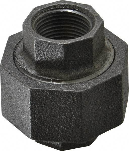 Made in USA - Size 3/4", Class 300, Malleable Iron Black Pipe Union - 300 psi, Threaded End Connection - Apex Tool & Supply
