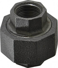Made in USA - Size 3/4", Class 300, Malleable Iron Black Pipe Union - 300 psi, Threaded End Connection - Apex Tool & Supply