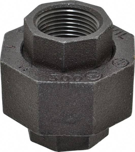 Made in USA - Size 1", Class 300, Malleable Iron Black Pipe Union - 300 psi, Threaded End Connection - Apex Tool & Supply