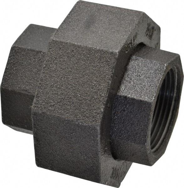 Made in USA - Size 1-1/4", Class 300, Malleable Iron Black Pipe Union - 300 psi, Threaded End Connection - Apex Tool & Supply