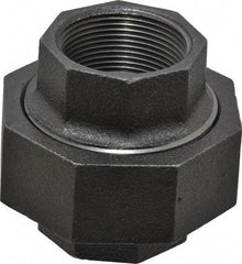 Made in USA - Size 1-1/2", Class 300, Malleable Iron Black Pipe Union - 300 psi, Threaded End Connection - Apex Tool & Supply