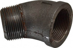Made in USA - Size 1-1/4", Class 150, Malleable Iron Black Pipe 45° Street Elbow - 150 psi, Threaded End Connection - Apex Tool & Supply