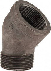 Made in USA - Size 1-1/2", Class 150, Malleable Iron Black Pipe 45° Street Elbow - 150 psi, Threaded End Connection - Apex Tool & Supply